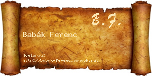 Babák Ferenc névjegykártya